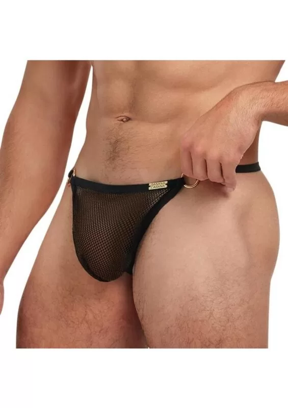 Banana Cabana Mesh G-String - Large/XLarge - Black