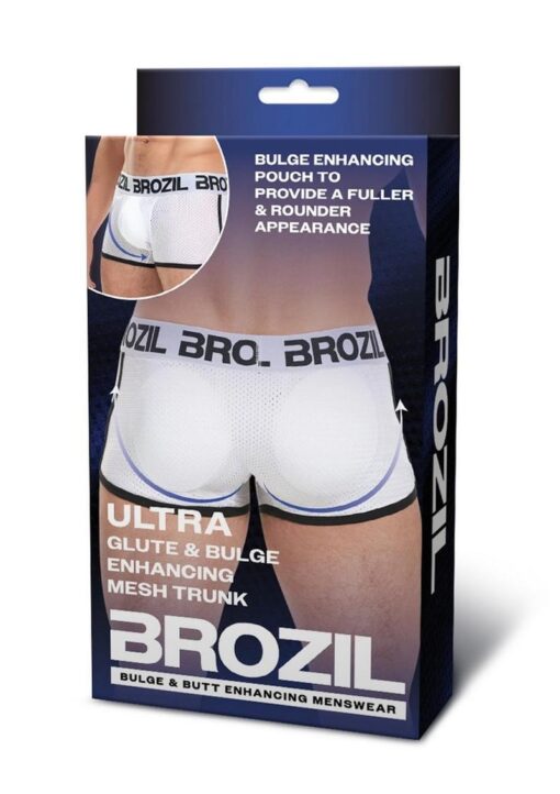 Brozil Ultra Glute and Bulge Enhancing Mesh Trunk - Large/XLarge - White