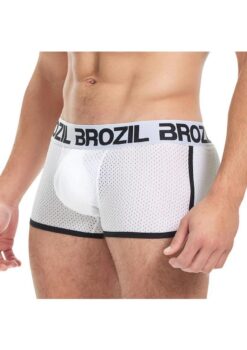 Brozil Ultra Glute and Bulge Enhancing Mesh Trunk - Small/Medium - White