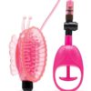 Lux Fetish Vibrating Butterfly Pussy Pump with Quick Release - Pink/Black