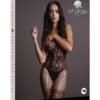 Le Desir Lace and Fishnet Bodystocking - O/S - Black