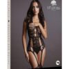 Le Desire Lace Suspender Bodystocking - O/S - Black