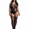 Le Desire Lace Suspender Bodystocking - Queen - Black
