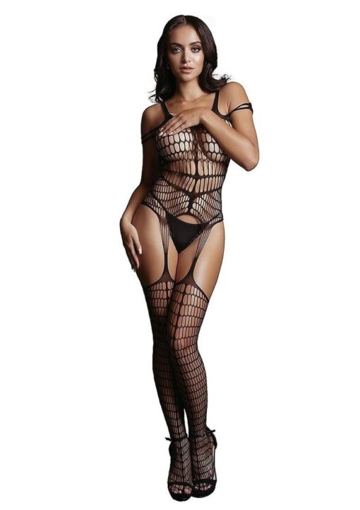 Le Desir Shredded Bodystocking - O/S - Black