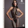 Le Desir Fishnet and Lace Bodystocking - O/S - Black