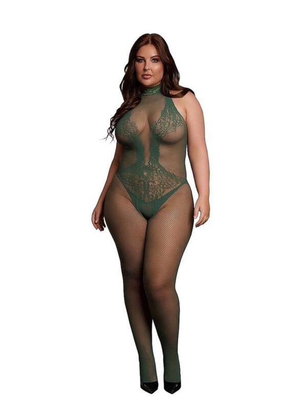 Le Desir Fishnet Lace Bodystocking - Queen - Green