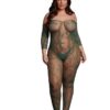 Le Desir Lace Long Sleeved Bodystocking - Queen - Green