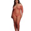 Le Desir Lace Long Sleeved Bodystocking - Queen - Sunset Glow Orange
