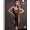Le Desir Knee Length Lace and Fishnet Dress - O/S - Black