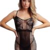 Le Desir Knee Length Lace and Fishnet Dress - O/S - Black