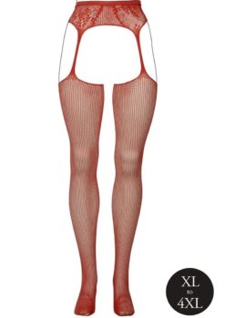 Le Desir Fishnet and Lace Garterbelt Stocking - Queen - Sunset Glow Orange