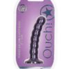Ouch! Beaded G-Spot Silicone Dildo 5in - Metallic Purple