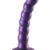 Ouch! Beaded G-Spot Silicone Dildo 5in - Metallic Purple