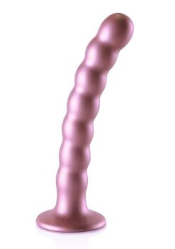 Ouch! Beaded G-Spot Silicone Dildo 6.5in - Metallic Rose Gold