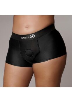 Ouch! Vibrating Strap-On Boxer Rechargeable - XL/2XL - Black