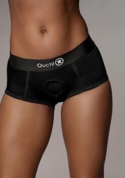 Ouch! Vibrating Strap-On Brief Rechargeable - M/L - Black