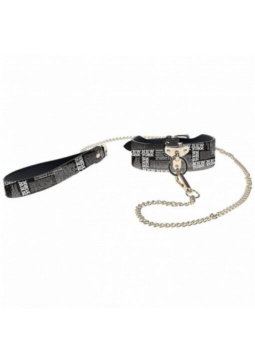 Ouch! NY Collection Collar with Leash - Black