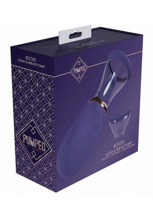 Pumped Boost Automatic 13 Speed Silicone Rechargeable Vulva and Breast Pump - Purple