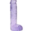 RealRock Crystal Clear Dildo with Balls 6in - Purple