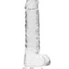 RealRock Crystal Clear Dildo with Balls 7in - Clear