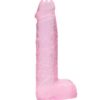RealRock Crystal Clear Dildo with Balls 6in - Pink