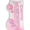 RealRock Crystal Clear Dildo with Balls 8in - Pink