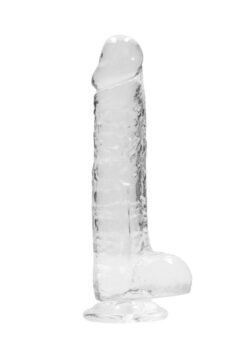 RealRock Crystal Clear Dildo with Balls 8in - Clear