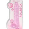 RealRock Crystal Clear Dildo with Balls 9in - Pink