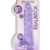 RealRock Crystal Clear Dildo with Balls 9in - Purple
