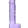 RealRock Crystal Clear Dildo with Balls 9in - Purple