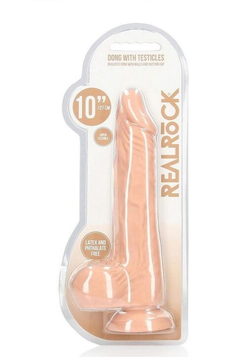 RealRock Skin Realistic Dildo with Balls 10in - Vanilla