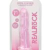 RealRock Crystal Clear Non Realistic Dildo with Suction Cup 7in - Pink
