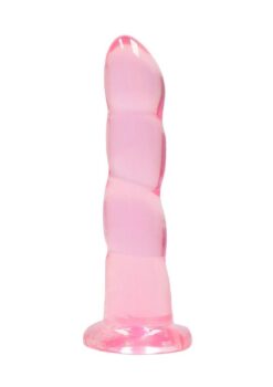 RealRock Crystal Clear Non Realistic Dildo with Suction Cup 7in - Pink