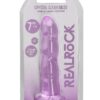 RealRock Crystal Clear Non Realistic Dildo with Suction Cup 7in - Purple