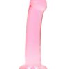 RealRock Crystal Clear Non Realistic Dildo with Suction Cup 6.7in - Pink