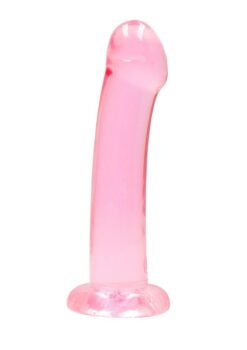 RealRock Crystal Clear Non Realistic Dildo with Suction Cup 6.7in - Pink