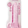 RealRock Crystal Clear Realistic Dildo with Balls 10in - Pink