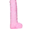 RealRock Crystal Clear Realistic Dildo with Balls 10in - Pink