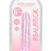 RealRock Crystal Clear Straight No Balls Dildo 6in - Pink