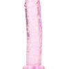 RealRock Crystal Clear Straight No Balls Dildo 6in - Pink
