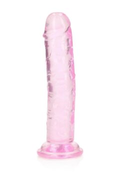 RealRock Crystal Clear Straight No Balls Dildo 6in - Pink