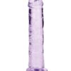 RealRock Crystal Clear Straight No Balls Dildo 6in - Purple