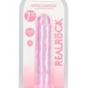 RealRock Crystal Clear Straight No Balls Dildo 7in - Pink