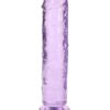 RealRock Crystal Clear Straight No Balls Dildo 7in - Purple