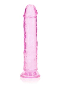 RealRock Crystal Clear Straight No Balls Dildo 8in - Pink