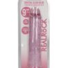 RealRock Crystal Clear Straight No Balls Dildo 9in - Pink