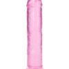 RealRock Crystal Clear Straight No Balls Dildo 9in - Pink