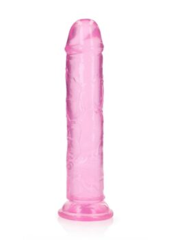 RealRock Crystal Clear Straight No Balls Dildo 9in - Pink