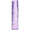 RealRock Crystal Clear Straight No Balls Dildo 9in - Purple
