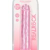 RealRock Crystal Clear Straight No Balls Dildo 10in - Pink